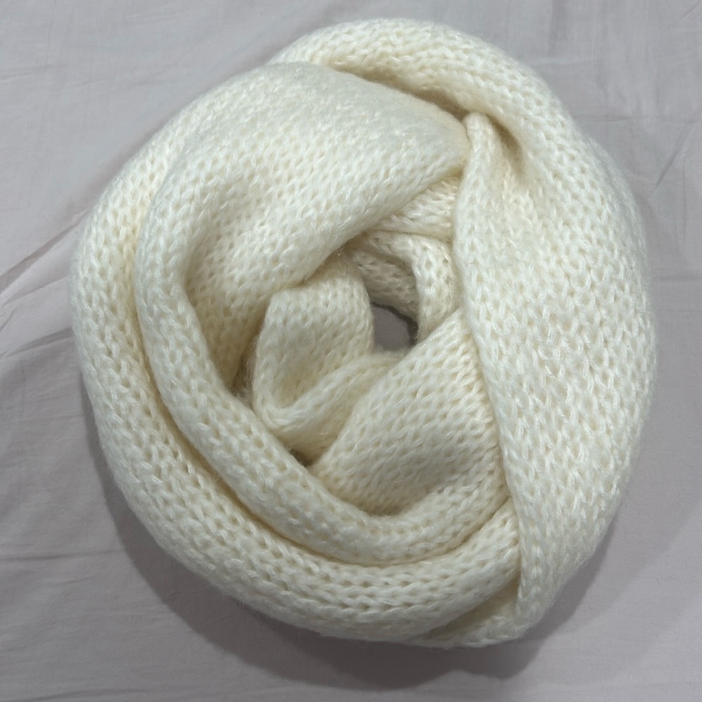 Cream White Knit Infinity Scarf